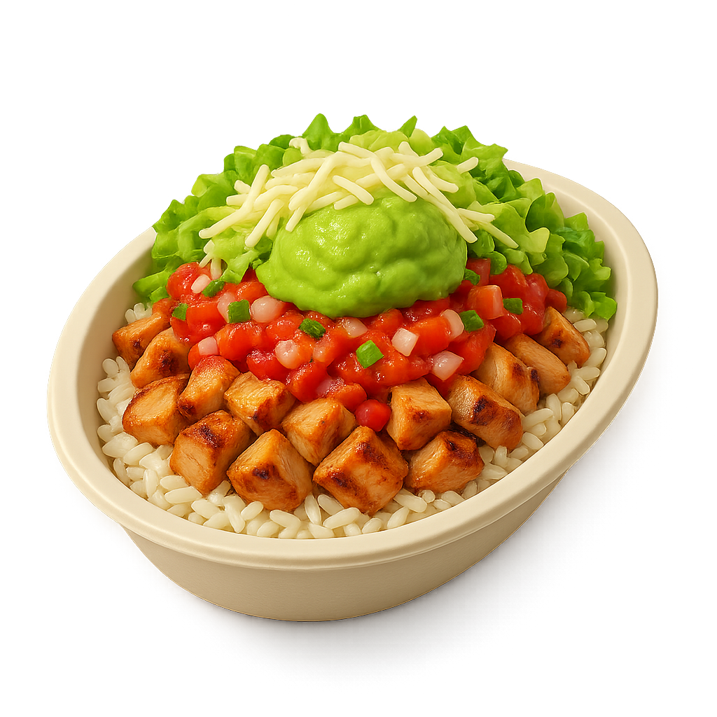 Cutting Double Chicken Bowl at Chipotle