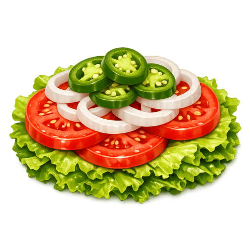 Lettuce / Tomatoes / Onions / Jalapeños at Five Guys